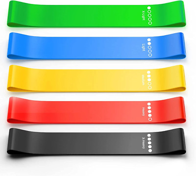 WODFitters 5 Resistance Loop Exercise Bands Mini Bands w/ Carrying Bag