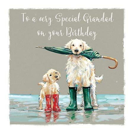 Abuelo especial - Perros en botas de agua salpicando en charcos - Tarjeta de felicitación de cumpleaños - Imagen 1 de 1