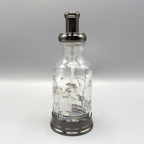 BELLA LUX GLASS BATH VANITY SOAP LOTION DISPENSER PUMP FLORAL DESIGN BNWT - Picture 4 of 10