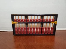 Vtg Lotus-Flower Brand Chinese Abacus Suanpan 91 Bead 13 Rod Adding Calculator
