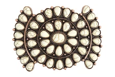 Southwest Bohemian Faux white faux Turquoise squash Blossom hair barrette 