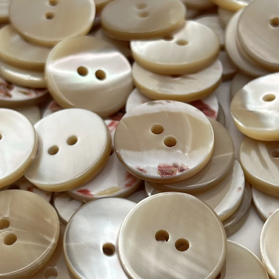 Natural/Beige REAL Oyster Shell Button White Speck Back 13,15,18,19,20mm 2hole - Image 4 of 4