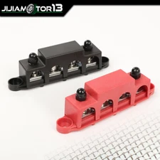 12V 250A 4 Post Busbar Bus Bar Power Distribution Block With Cover 5/16" BLK+Red