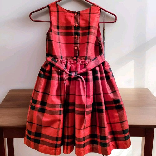 Cat and Jack Red + Black Plaid Occasion Dress (Girls M) - Picture 2 of 9