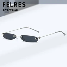 Metal Rimless Personality Sunglasses Men Women Small Frame Outdoor Shade Glasses