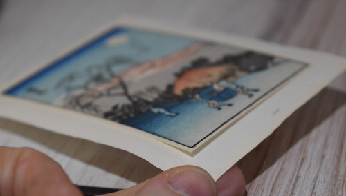 Vtg Miniature Japanese Block Print Signed Deep Gold Metal Frame Utagawa Ukiyo-e - Bild 10 von 16