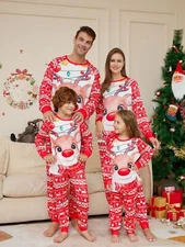 Family Matching Christmas Pyjamas Adult Kids Xmas Nightwear Pajamas Pjs Set