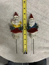 Gnome Garden Plant Stakes Set of 2 Indoor Outdoor Garden Decor  8 inch