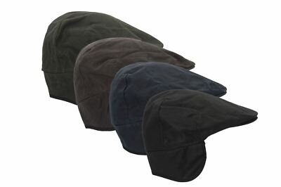 Walker and Hawkes - Unisex Wachs 100% Baumwolle Flatcap mit faltbaren Ohrenklappen