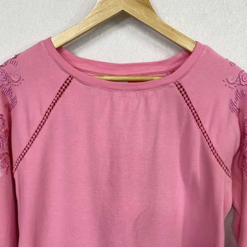 Crown And Ivy Shirt Women’s PS Pink Beaded Long Sleeves Barbiecore Raglan Classy - Picture 2 of 22