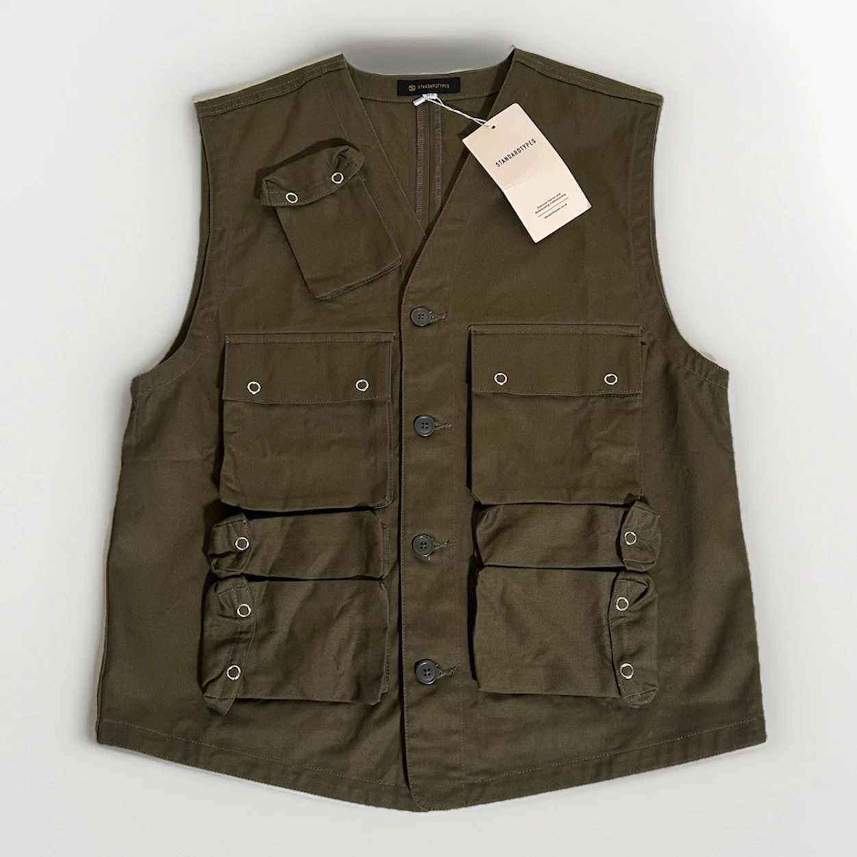 Standard Types Men’s Vest Utility Jacket Gilet Khaki Size Large New Oi Polloi