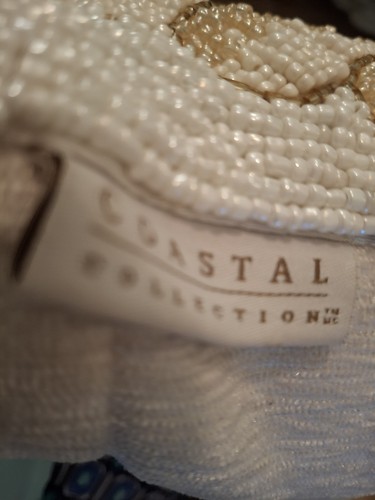 Coastal Collection Beach Pearl Beads Shells Pillow 14x11 Multi Color Cream Back - Picture 4 of 11