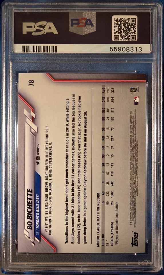 2020 TOPPS 3D LENTICULAR BO BICHETTE SP #78 PSA 10 ROOKIE LOW POP 12 BLUE JAYS - Image 2 of 4