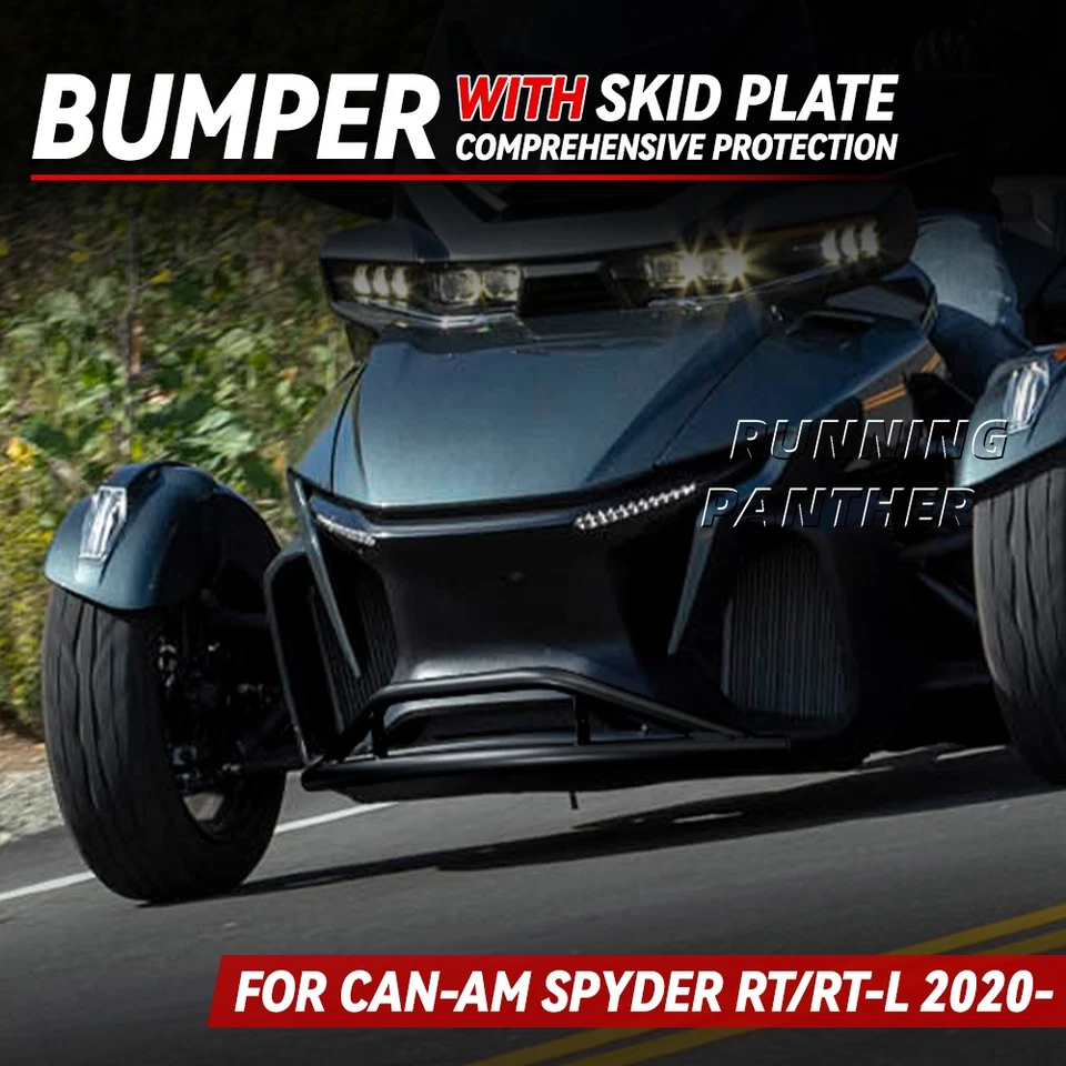 For Can-Am Spyder RT RT-L 2020-2025 Tubular Front Bumper w/Skid Plate Protection - Image 2 of 4