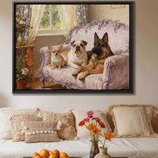 Oil Painting Dog Art Chihuahua Canvas Print Bulldog Wall Art Living Room Decor