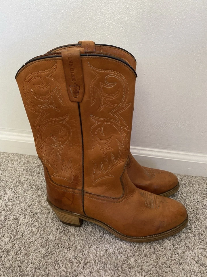 Botas de Vaquero Wolverine Para Hombres 1969 Talla 10 Cuero Trigo Suelas Og Excelente Estado Foto 2 de 4