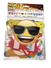 NEW emoji happy birthday banner party decor 6 foot 