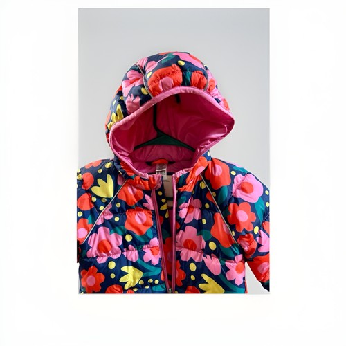 Hanna Andersson Floral Snowsuit Girl’s Size 90 (3T) Pink Red Navy - Picture 2 of 13