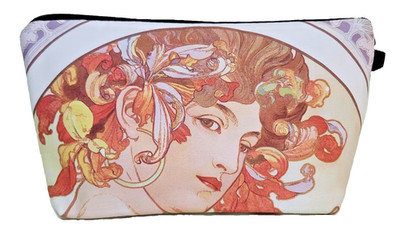 Kosmetiktasche mit Innenfutter 23,5 x 13 x 6 cm Jugendstil Kunst A. Mucha