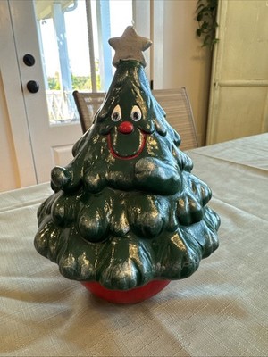 Vintage Porcelain Christmas Tree Figurine 8. Unique. Nostalgic Holiday Decor