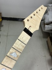 24 fret 25.5 inch Guitar Neck flame maple real inlay Lock nut satin part