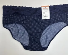 Warners No Pinching No Problems Hipster Microfiber Panties 5609J 3XL/10 Navy Dot