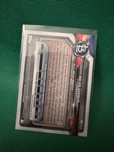 Nolan Gorman 2018 1st Bowman #BD-117 Prospect SKY BLUE Parallel /499 Cardinals - Picture 5 of 5