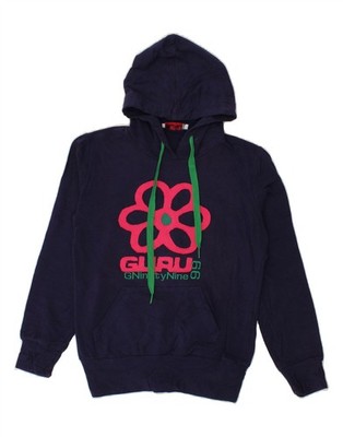 GURU Jungen Grafik Hoodie Pullover 13-14 Jahre Small Navy Blau Baumwolle XS01