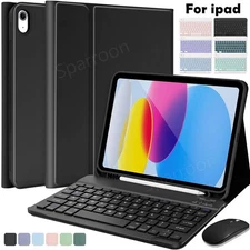 For iPad A16 11/10/9/8/7/6/5th Air Pro Bluetooth Keyboard Case Cover with Mouse