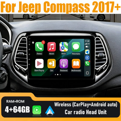 10'' Wireless CarPlay Android Auto Head Unit Car radio Kit For Jeep Compass 2017+