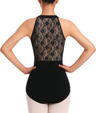 Women Halter Neck Dance Leotard Ballet Dancewear Keyhole Back Chest Lining