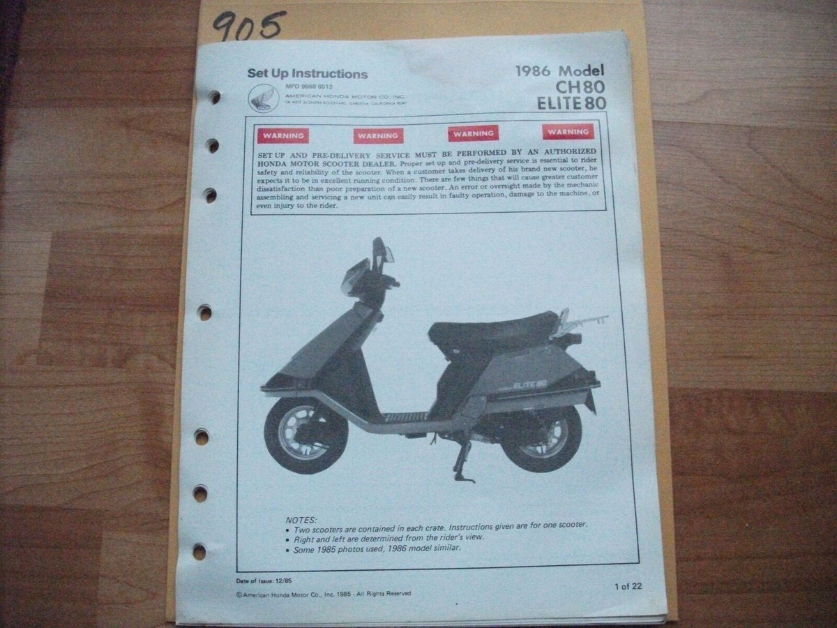 1986 Honda CH80 Elite 80 Dealer Assembly Set Up Instructions