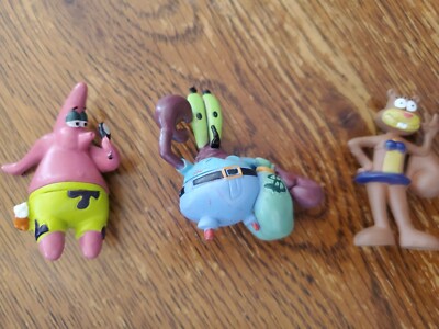 (3) 2008 spongebob BULLYLAND Lot, Crabs, Patrick, Sandy..