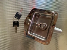 Trailer Door Latch T-Handle Lock Stainless Steel Chrome Keys Camper RV Toolbox