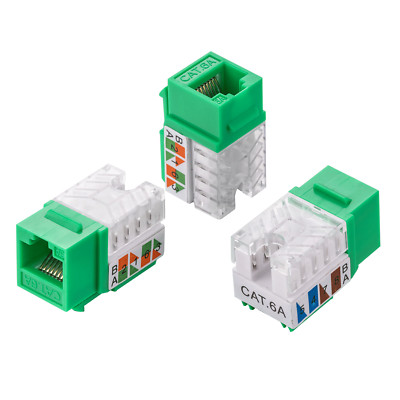 CAT6A Keystone Ethernet Wall Jack Punch Down 45° Angled UTP 45-Degree Green lot