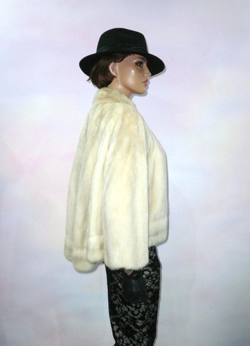 Real Mink Fur Swing Jacket Coat Azurine Pearl White Sapphire Vison 8- 10 -12/S-M