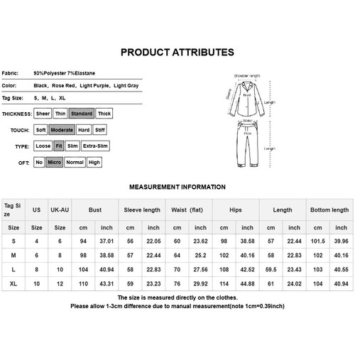 2PCS Women Solid Long Sleeve Pajamas Set Ladies Tops Pants Lounge Wear Sleepwear - Picture 3 of 28