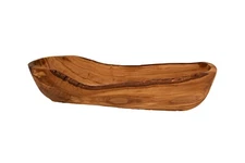 Wooden Olive Wood Baguette Bread Dough Bowl Basket Serving Long 14" Rustic Bark