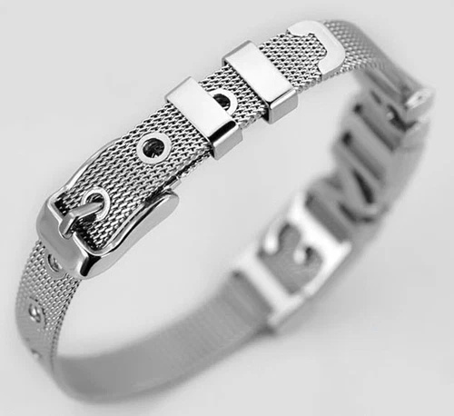 2pcs Stainless Steel Mesh Adjustable Wristband Slider Charm Bracelet 8mm With