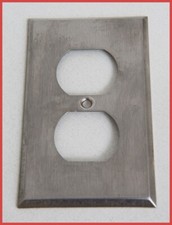 Brushed Stainless Power Outlet Cover Duplex Receptacle Wall Plate 1 FREE SHIP  