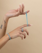 A  Natural Turquoise Smooth Round Gemstone Beaded 3-4MM Bracelets 6-8'' Unisex