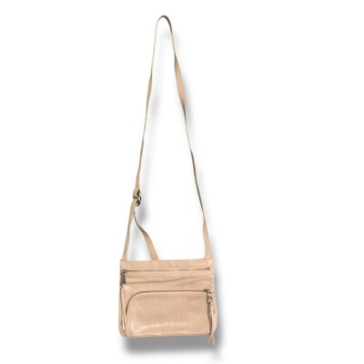 Hobo Stone Cream Small Multi Pocket Leather Adjustable Crossbody Bag