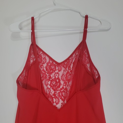 VNTG VICTORIA'S SECRET Camisón Mujer Talla M Rojo Años 80 Correas de Encaje Cuello en V - Imagen 9 de 10