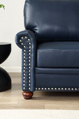 Classic Faux Leather Sofa Upholstered Couch with Nailhead Trim Removable Cushion - Picture 60 of 206
