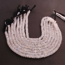1 Long Strand White Rainbow Moonstone Faceted Rondelles - 7mm-8mm -11 Inches