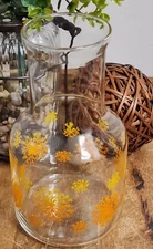 Vintage Libbey Ombre Orange Yellow Dandelion Glass Carafe 9" EUC 