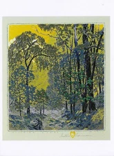 Postcard Gustave Baumann "Hillside Woods" 1924 Museum Fine Arts New Mexico MINT
