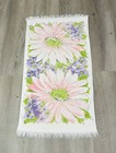 Vintage Royal Terry Pink Floral Bath Towel With Fringe Mod MCM Pink Purple — photo 1