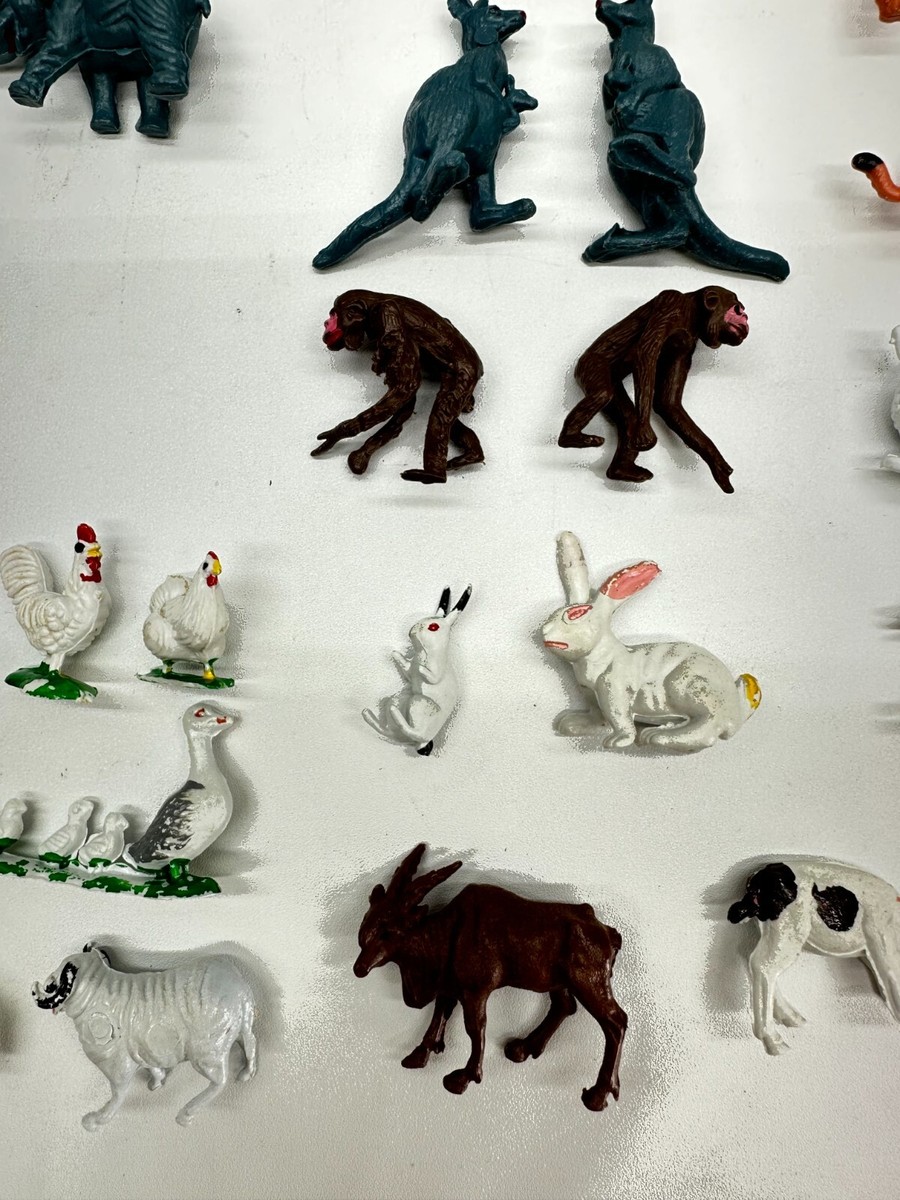 Vintage Hard Plastic Zoo Animals Toy 