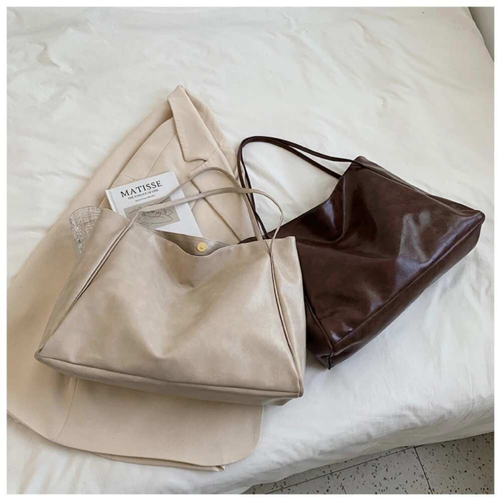 Soft PU Leather Bag Square Shape Shopping Bag Versatile Vintage